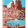 Illustration of vintage car at Arches National Park