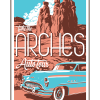 Illustration of vintage car at Arches National Park