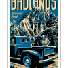 Illustration of vintage truck at Badlands National Park