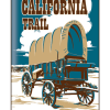 Vintage-style illustration of covered wagon at California Trail Interpretive Center
