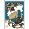 Vintage-style illustration of covered wagon at California Trail Interpretive Center