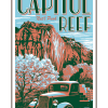 Illustration of vintage truck at Capitol Reef National Park
