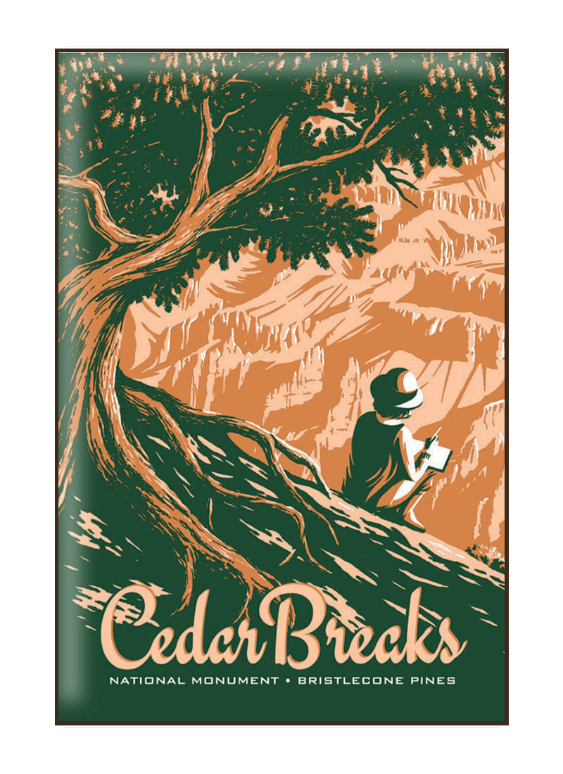 cedar-breaks-national-monument-magnet-border Illustration of tourist at Cedar Breaks National Monument