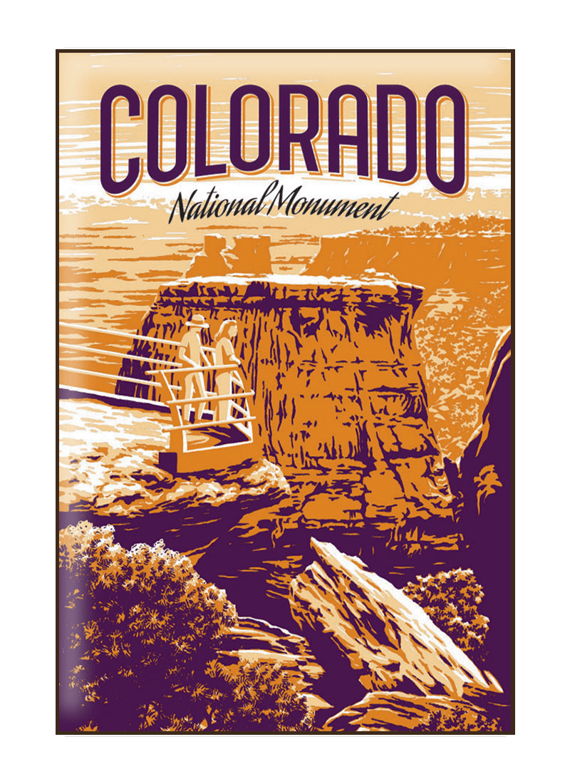 colorado-national-monument-magnet-border Illustration of tourists at Colorado National Monument