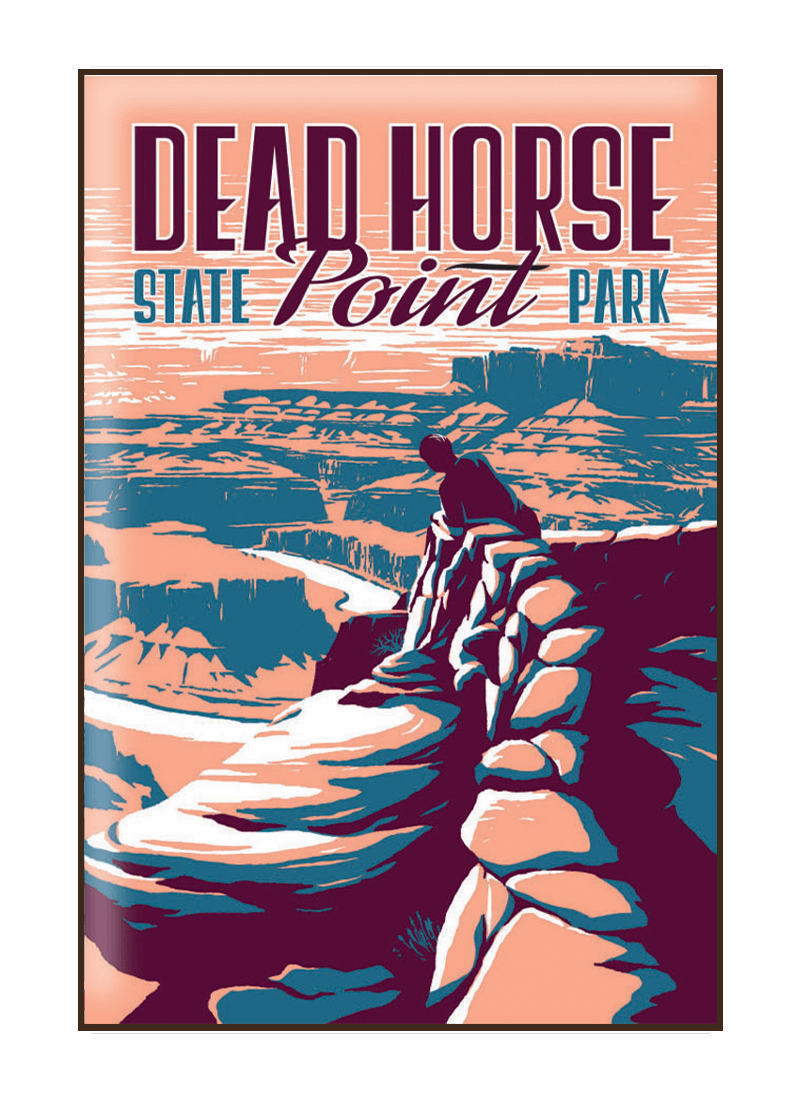 dead-horse-state-park-magnet-border Illustration of tourist at Dead Horse State Park