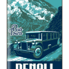 Illustration of vintage bus at Denali National Park