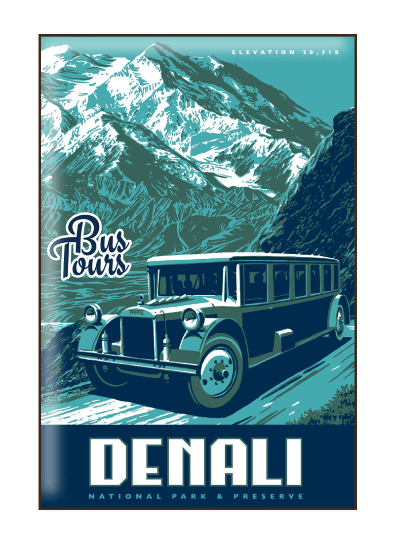 denali-national-park-magnet-border Illustration of vintage bus at Denali National Park