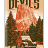 Illustration of vintage car at Devils Tower National Monument