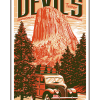 Illustration of vintage car at Devils Tower National Monument
