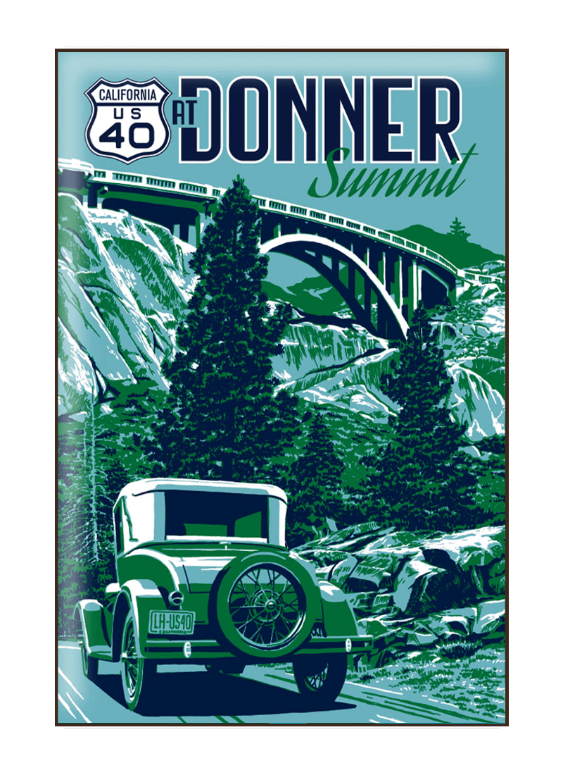 donner-memorial-state-park-magnet-border Illustration of vintage car at Donner Memorial State Park