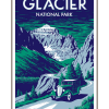 Illustration of vintage car at Glacier National Park