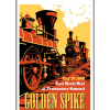 Vintage-style illustration of trains at Golden Spike National Historical Park