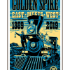 Vintage-style illustration of train at Golden Spike National Historical Park