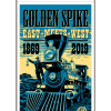 Vintage-style illustration of train at Golden Spike National Historical Park