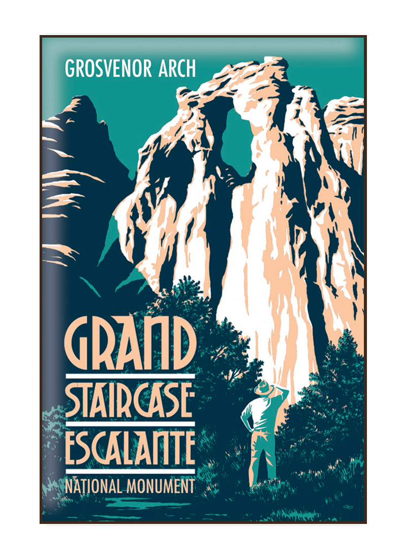 grand-staircase-escalante-arch-border Illustration of tourist at Grand Staircase Escalante National Monument