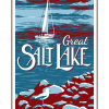 Vintage-style illustration of sail boat at the Great Salt Lake