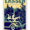 Illustration of vintage car at Lassen Volcanic National Park