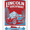 Illustration of vintage car driving on the Lincoln Highway