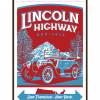 Illustration of vintage car driving on the Lincoln Highway