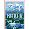 Illustration of vintage car driving by Mount Baker