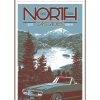 Illustration of vintage car at Diablo Lake in North Cascades National Park