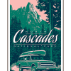 Illustration of vintage car at Liberty Mountain in North Cascades National Park