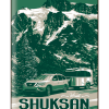 Illustration of vintage car at Mount Shuksan in North Cascades National Park