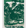 Illustration of vintage car at Mount Shuksan in North Cascades National Park