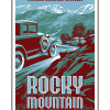 Illustration of vintage car at Rocky Mountain National Park