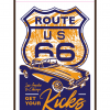 Illustration of vintage car driving on Route 66