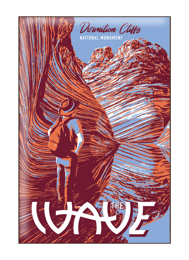 vermilion-cliffs-national-monument-magnet-border Vintage illustration of tourist at Vermilion Cliffs National Monument