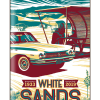 Illustration of vintage car and family picnic at White Sands National Park