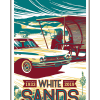 Illustration of vintage car and family picnic at White Sands National Park