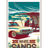 Illustration of vintage car and family picnic at White Sands National Park